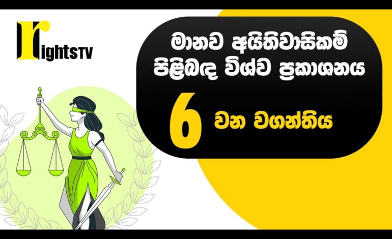 මානව අයිතිවාසිකම් පිළිබඳ විශ්ව ප්‍රකාශනය – 6 වන වගන්තිය